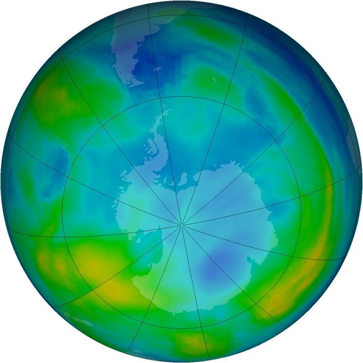 Antarctic ozone map for 08 June 1985